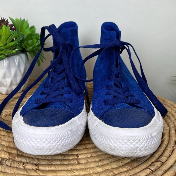 Converse Flyknit High Top Chuck Taylor All Stars Blue 8 - Picture 2 of 10
